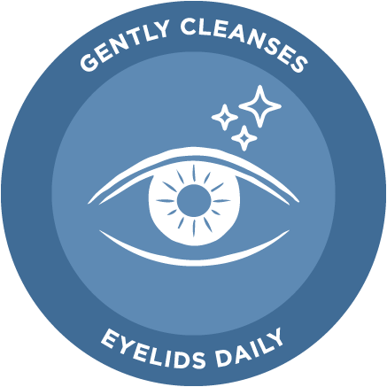 Gently cleanses eyelids and eyelashes